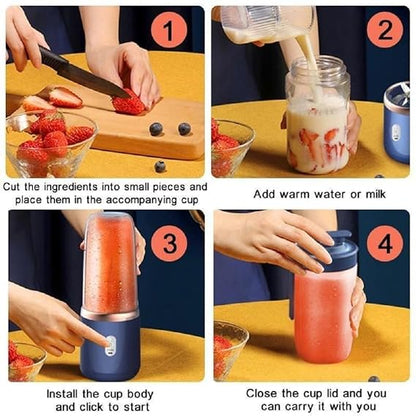 Portable Juicer Blender for Smoothies & Juices | USB Rech Personal Smoothie Mixer for Home, Travel, Gym (Portable Juicer)