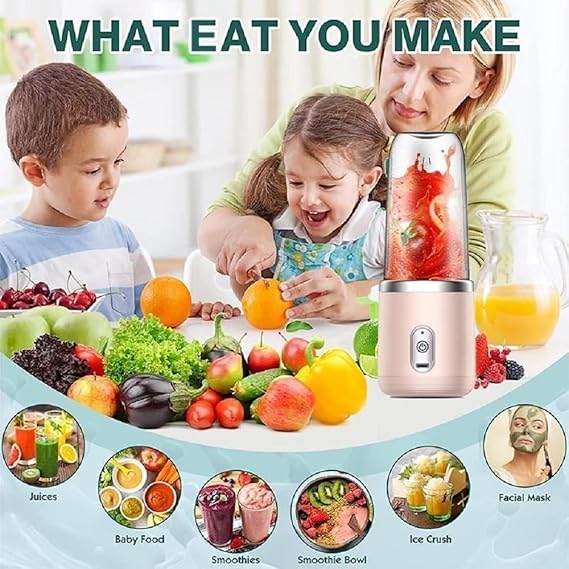 Portable Juicer Blender for Smoothies & Juices | USB Rech Personal Smoothie Mixer for Home, Travel, Gym (Portable Juicer)